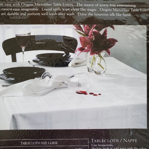 Bardwil Linens White 60" x 84" Oblong Tablecloth Vintage Textured Microfiber - Picture 2 of 7